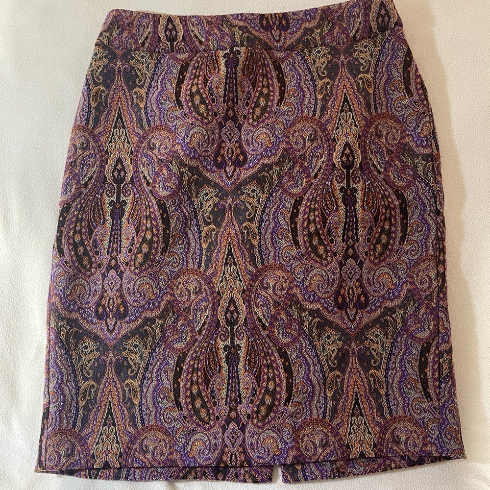 Ann Taylor Multicolor Paisley Pencil Skirt